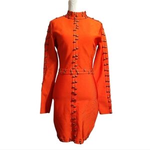 Missguided Peace + Love High Neck Gold Hardware Mini Dress Size 6